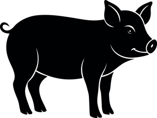 Fototapeta premium Standing farm animal pig silhouette vector illustration
