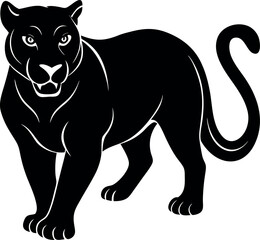 Obraz premium Standing black panther predator animal silhouette vector illustration