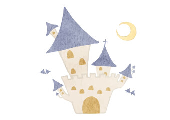 可愛い手描きのお城のイラスト