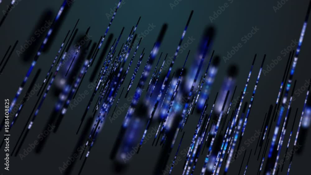 Poster futuristic video animation with glowing stripe objects in slow motion, 4096x2304 loop 4k