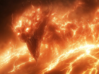 Terrifying Fireborn Beast Resembling a Balrog in Flames