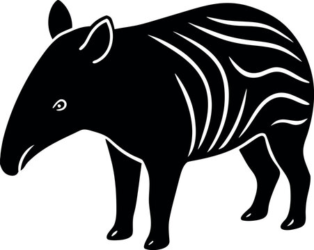 black tapir with white stripes clip art preview