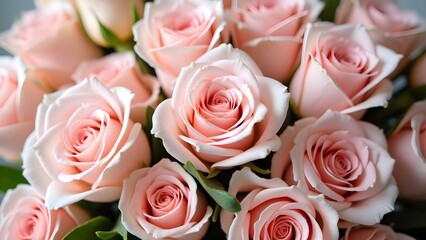 Fototapeta premium Delicate Light Pink Rose Bouquet Close-up