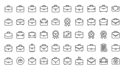 Fototapeta premium Set of Vector Icons Collection of Outline Business Briefcase Icons with Variations. Vector Illustrations. EPS Editable