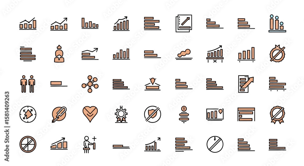 Poster set of vector icons collection of various business and finance icons with different styles. vector i