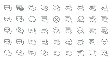 Set of Vector Icons Collection of Various Minimalist Chat Bubble Icons in Linear Style. Vector Illustrations. EPS Editable