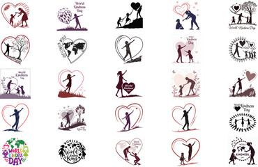silhouette World Kindness Day on white background