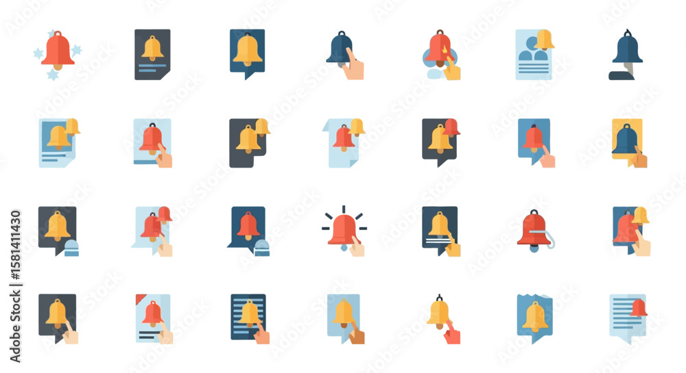 Aufkleber set of vector icons notification bell icons set flat design alert symbols communication elements. ve