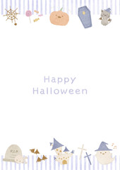 ストライプ柄のハロウィーンのフレームイラスト