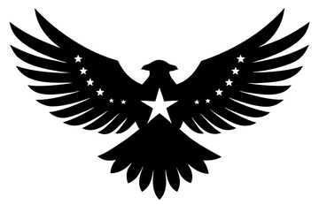 Obraz premium Stylized eagle with stars spread wings silhouette vector illustration