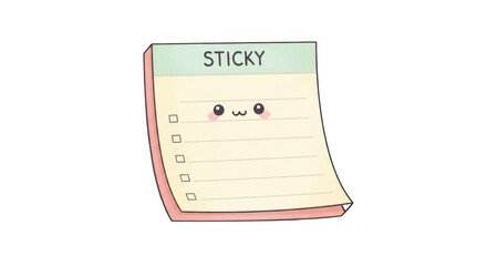 Cute Kawaii Sticky Note With A Smiling Face To Organize Your Tasks And Ideas Easily