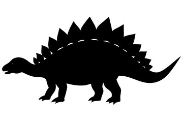 Fototapeta premium Stegosaurus dinosaur black shape animal silhouette vector illustration