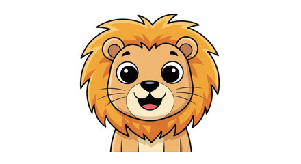 Obraz premium Adorable Cartoon Lion Cub Face with Big Eyes and Friendly Smile Perfect for Childrens Stories and Wildlife Education
