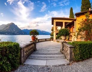 Lakeside villa at sunset (1)