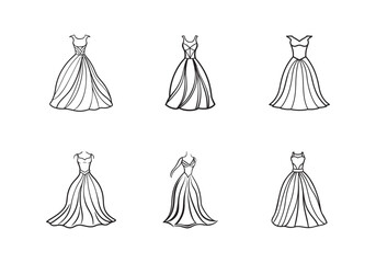Obraz premium evening gown sketch icon line art vector illustration
