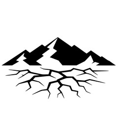 Silhouette of a mountain crack