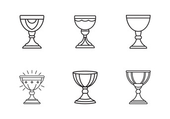 set of chalice icon line art vector illustration