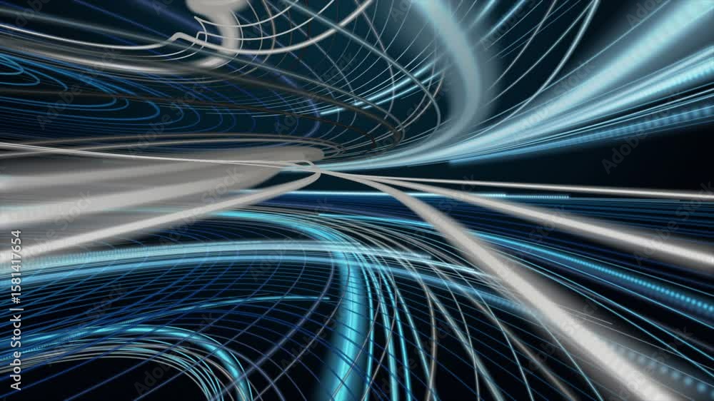 Poster futuristic video animation with stripe wave object in slow motion, 4096x2304 loop 4k