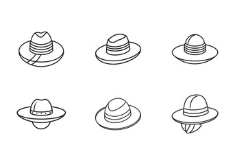 straw hat icon line art vector illustration