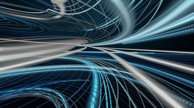 Futuristic video animation with stripe wave object in slow motion, 4096x2304 loop 4K