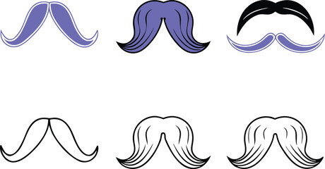 A diverse collection of black man mustache styles presented as a comprehensive icon set for various design applications