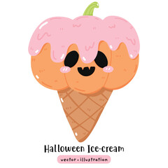 Spooky ice cream Halloween cute ice cream hand draw illustration vector