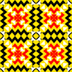 Colorful seamless geometric pattern with stars and triangles for modern wallpaper and decorative design