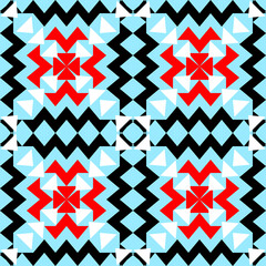 Seamless geometric heart pattern with stars and patriotic red blue design for festive backgrounds