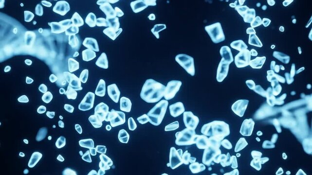 DNA Breaking Apart Into Light Blue Crystals On Black Background
