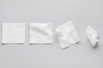 Paper napkins on grey background