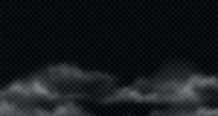 Vector realistic smoky clouds, water vapor, fog, morning mist.