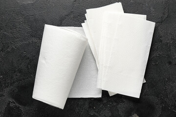 Roll of paper towels on black background