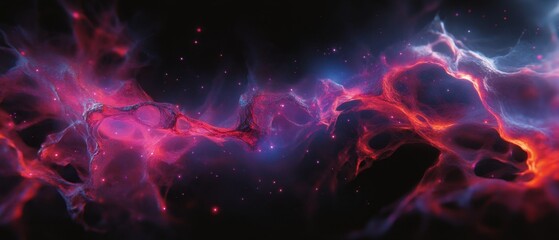 Neon fractals with luminous light bursts in cosmic scene