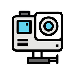 Fototapeta premium Minimalistic Action Camera Icon: Video, Photography, Adventure, and Technology