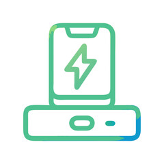 Minimalist phone wireless charger design in green and white with black background