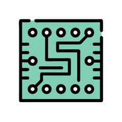 Circuit board illustration: technology, engineering, and computer science concept with clean design.