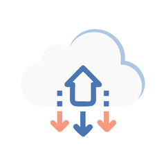 Cloud Data Storage and Transfer Icon: Upload and Download Process Illustration