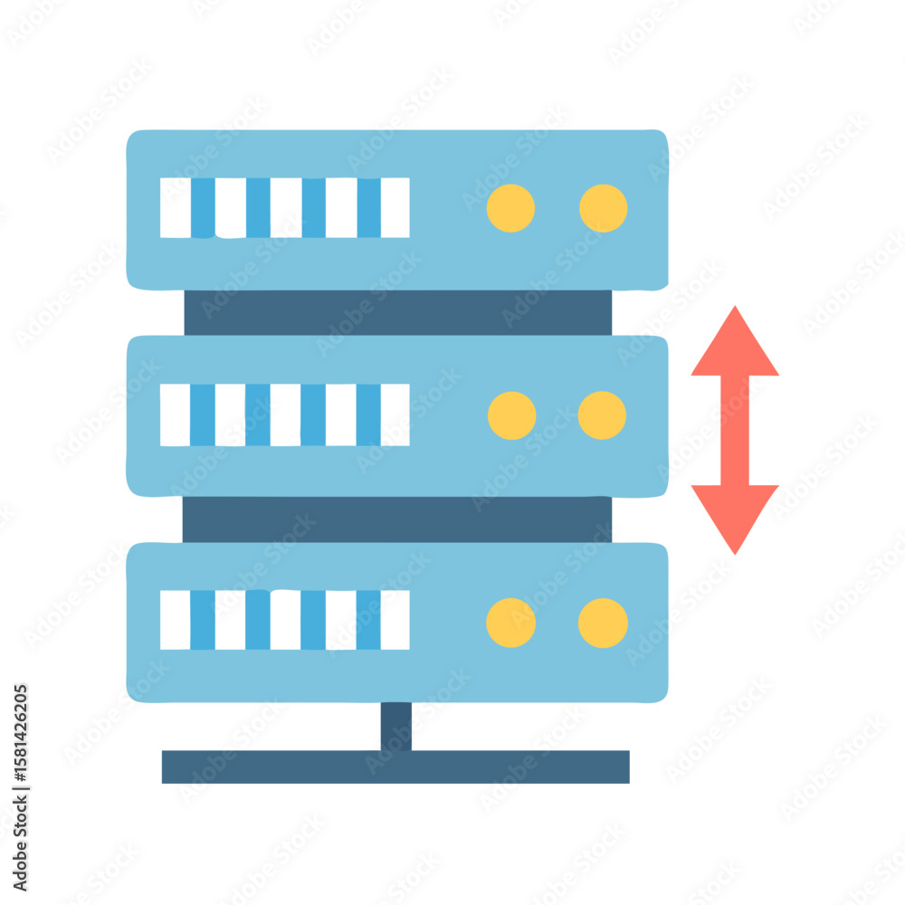 Poster server rack scaling: data storage, cloud computing, and network infrastructure illustration