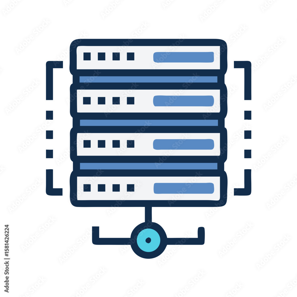 Poster data server icon - network, computing, hosting, big data and web service