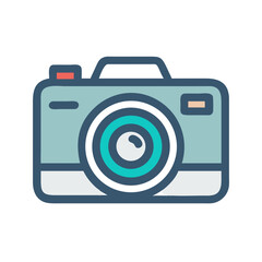 Minimalist Camera Icon Illustration on Black Background for Photography and Technology