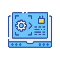 Laptop with Gear and Code: Software Development, Coding, and Programming Concept