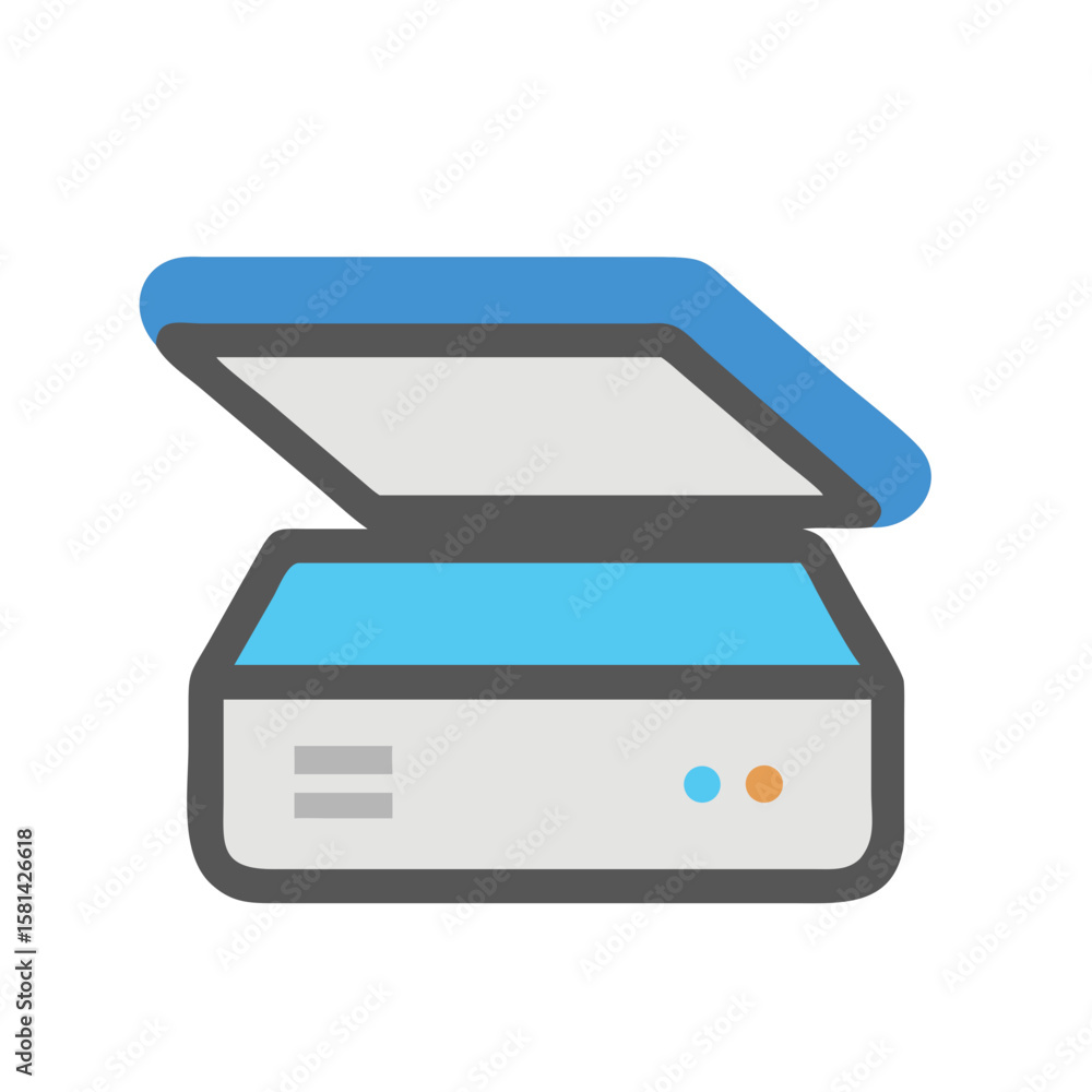 Aufkleber flat vector scanner icon for document digitization on black background