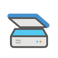 Flat Vector Scanner Icon for Document Digitization on Black Background
