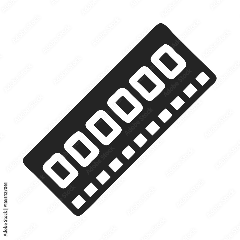Poster black and gray ram module icon for computer memory upgrade