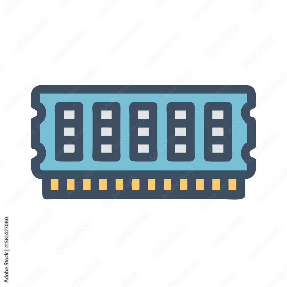 Poster computer ram memory stick illustration for computer components, and upgrade concepts.