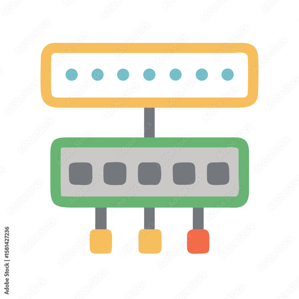 Poster colorful network server or database icon graphic with rounded shapes