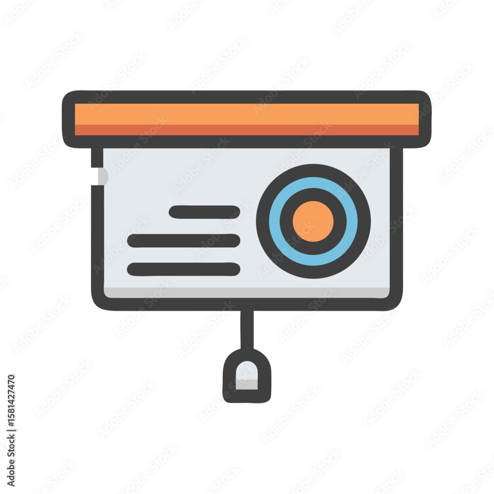 Aufkleber presentation board icon with data and goal circle for business analytics