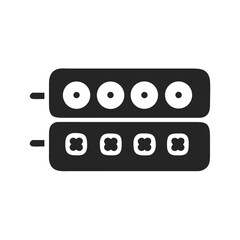 Illustration of a Black Socket Outlet with Four Connectors on Black Background