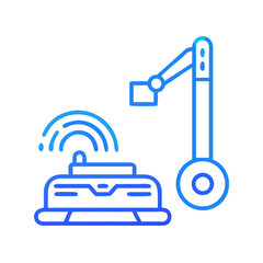 Futuristic Automation: Blue Gradient Robot Icons on Black Background