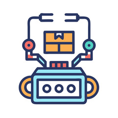 Fototapeta premium Robot Arm Automating Package Delivery with Robotics, AI, and Logistics